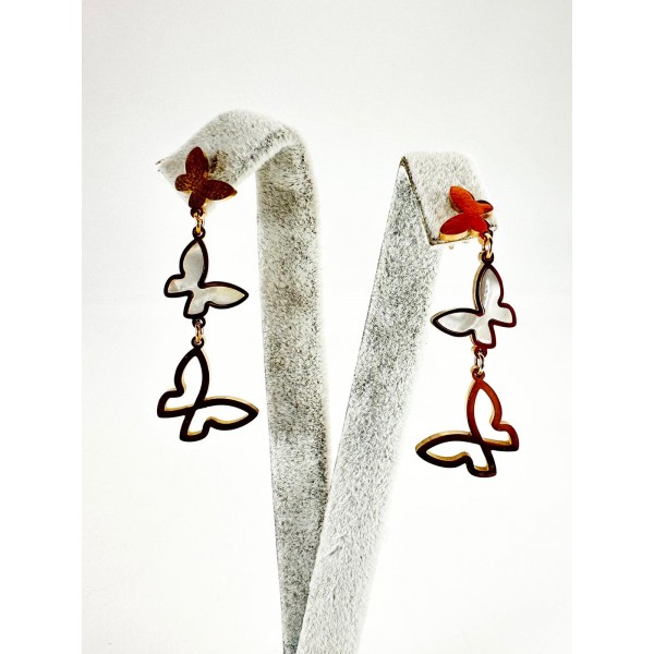 Rose Çoklu Kelebekli Küpe